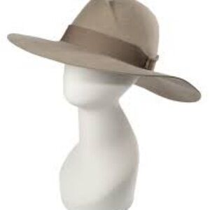 NWT,Adora SPF 50+ Adjustable Fedora, Soft Camel Wide-Brim Hat, Bow Embellishment